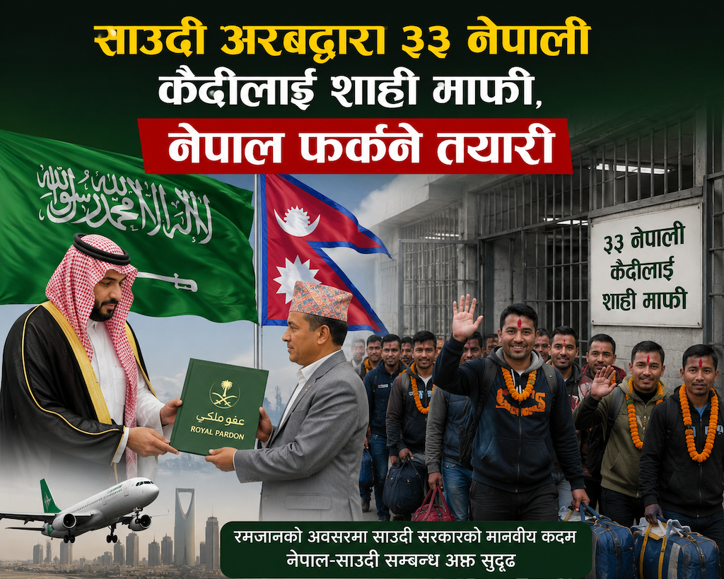 साउदी अरबद्वारा ३३ नेपाली कैदीलाई शाही माफी, नेपाल फर्कने तयारी